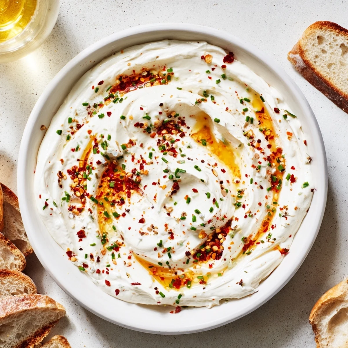 Tangy whipped feta bowl with red pepper honey glaze and black pepper finish