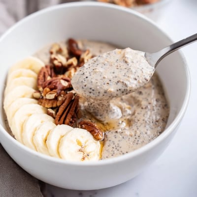 Creamy Brown Sugar Coffee Overnight Oats chilled in jar, ready for mornings